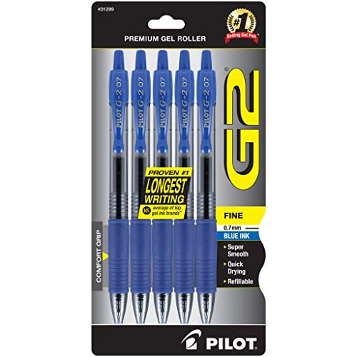 Fine Point Blue Ink 31299 PILOT G2 Premium Refillable & Retractable Rolling Ball Gel Pens 10-Pack, Fine Point Blue Ink 31299 PILOT G2 Premium Refillable & Retractable Rolling Ball Gel Pens 10-Pack,
